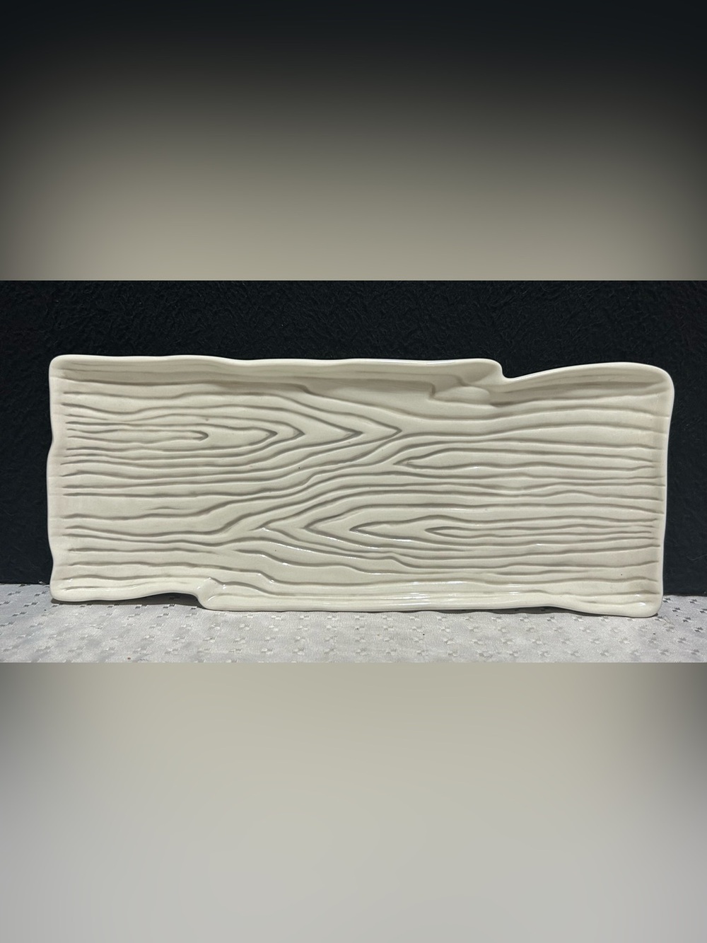Grasslands Road Quality Ceramic Wood Grain Serving Tray 12” × 5"